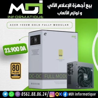 ALIMENTATION ACER 1000W 80 GOLD FULL MODULAR BLACK