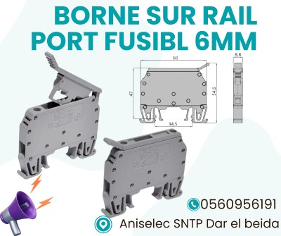 Borne porte-fusible sur rail DIN 6mm, Sécurité et fiabilité professionnelle