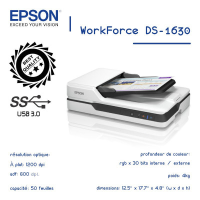 Scanner Epson WorkForce DS-1630 A4 à plat 