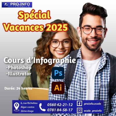 Cours d'Infographie (Photoshop, Illustrator) Spécial Vacances