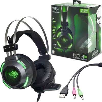 Spirit Of Gamer ELITE-H30 - Casque Gaming PS5 XBOX X PC SWITCH | Prise Jack 2 x 3,5 mm LED Verts