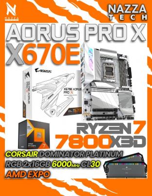 KIT AMD Ryzen 7 7800X3D + GIGABYTE X670E AORUS PRO X + RAM 32GB (6000Mhz Cl30)