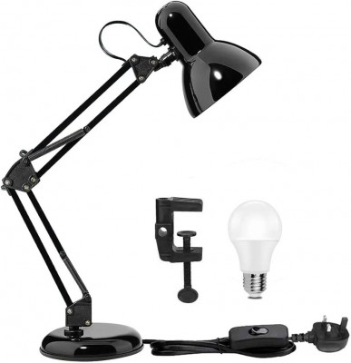 luminaire-smart-spring-modern-black-desk-lamp-flexible-clamp-on-table-with-3000k-bulb-bab-ezzouar-alger-algerie