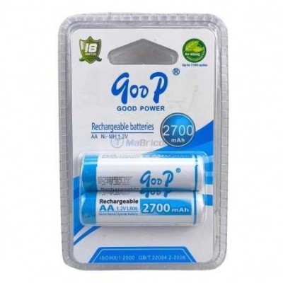 2 Piles rechargeable Lithium 1.2V 2700mAh AA NI-MH GOOP