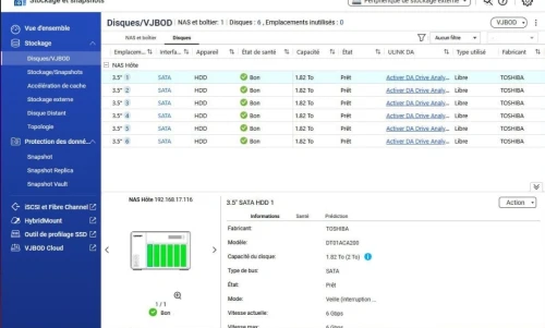 NAS QNAP TS-653 PRO 8go Ram 6 baies 2To
