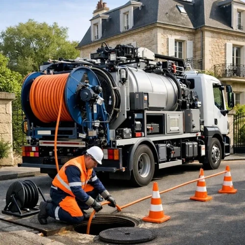 Camion vidange debouchage canalisation de regarde fesse septique