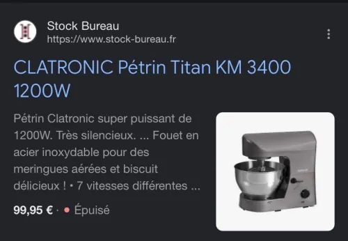 Pétrin 1200w KM3400 jamais utilisé