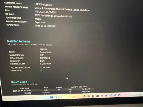 (vendu)MICROSOFT SURFACE LAPTOP 7 - SNAPDRAGON X PLUS - 16GB - 256GB SSD - 13.8 TACTILE - QUALCOMM ADRENO