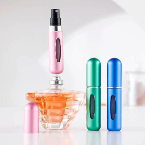 Bouteille de pulvérisation Portable, combinaison de voyage, 5ml, remplissage inférieur auto-amorçant, ensemble de bouteilles de parfum, 6 pièces