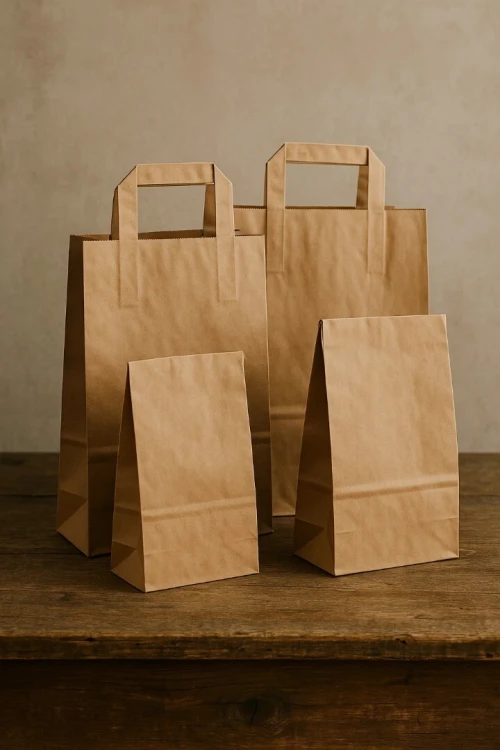  Sacs en Papier Kraft Avec ou Sans Poignées