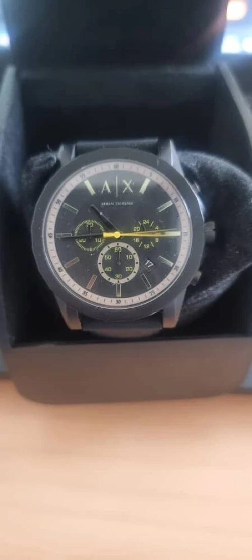 Armani Exchange Chronographe  pour Homme, Montre en Nylon Ton Noir, AX1343