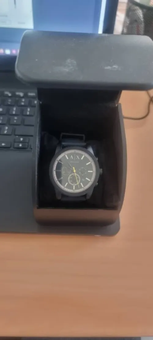Armani Exchange Chronographe  pour Homme, Montre en Nylon Ton Noir, AX1343
