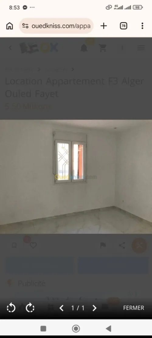 Location Appartement F3 Alger Ouled fayet