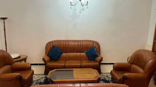 Salon véritable cuir italien 7 places