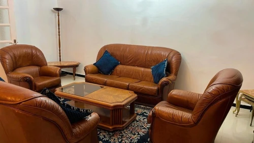 Salon véritable cuir italien 7 places