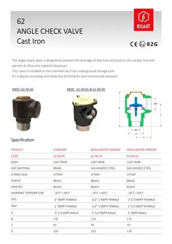 Clapet anti retour Ridart