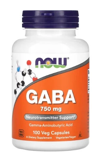 NOW Foods, GABA, 750 mg, 100 Veg Capsules
