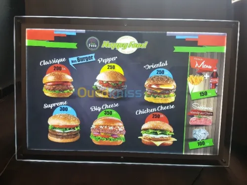 Menu tableau lumineux