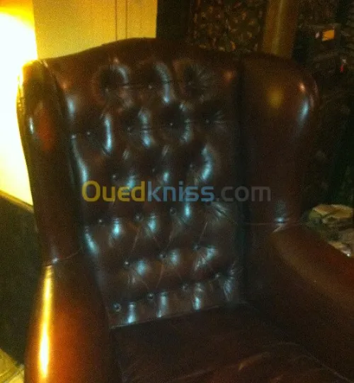 Fauteuil Bergère à oreilles en cuire