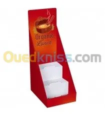 PLV de comptoir et présentoirs