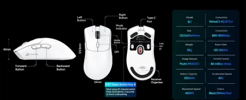 Souris ATTACK SHARK R1 Wireless Gaming Mouse