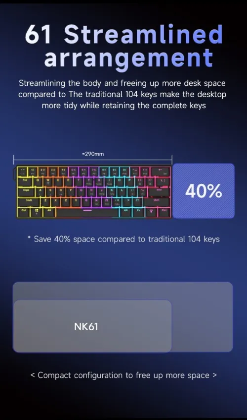 Clavier AJAZZ NK61 Mechanical Keyboard Red switches