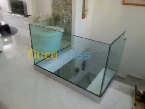 RAMPE DESCALIER INOX , VERRE TROMPER 