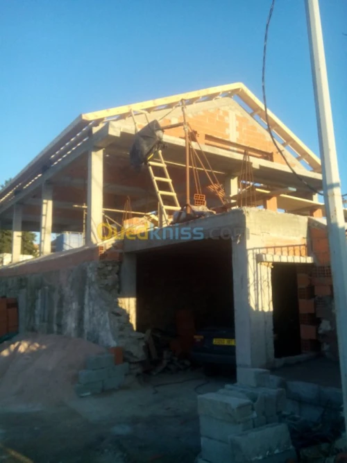 Charpente bois. Tuile .Toiture. Isolation thermique