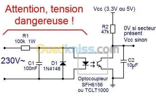 Module d'isolement tension 220V optoco arduino