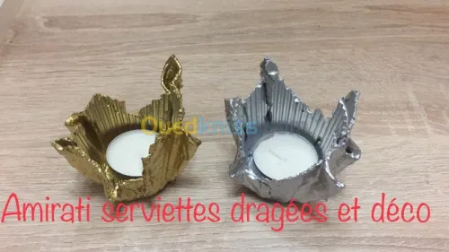 Pliage des serviettes dragées bougies 