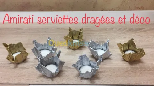 Pliage des serviettes dragées bougies 