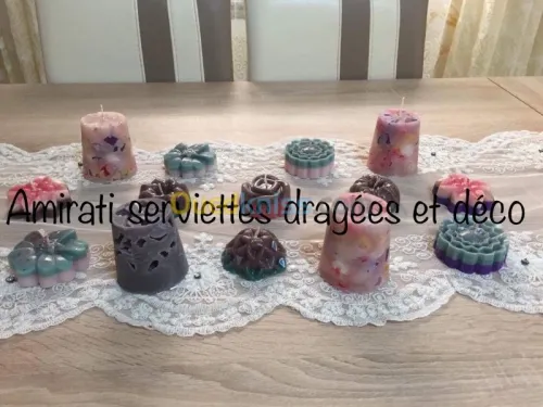 Pliage des serviettes dragées bougies 