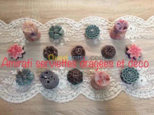 Pliage des serviettes dragées bougies 