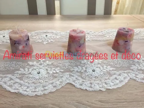 Pliage des serviettes dragées bougies 