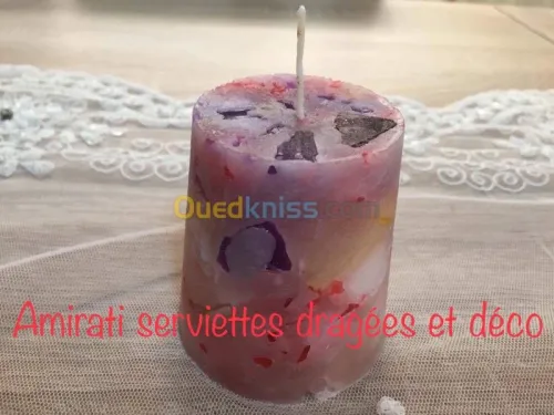 Pliage des serviettes dragées bougies 