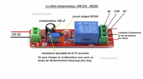 relais temporisateur, le HW-010 NE555 arduino