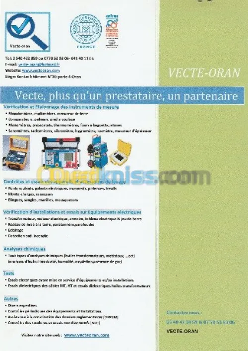 étalonnage,controle technique,expertise