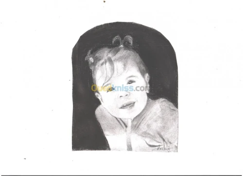 portrait dessins avec fusain 