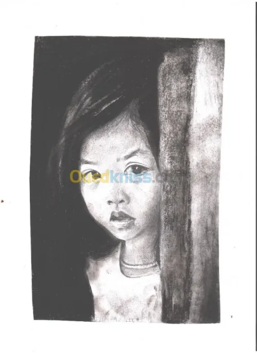 portrait dessins avec fusain 