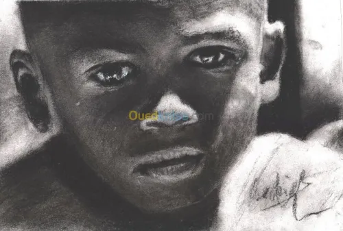 portrait dessins avec fusain 