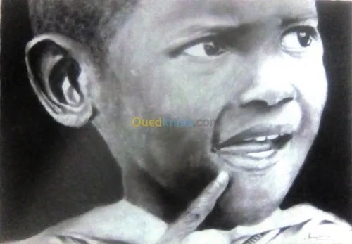 portrait dessins avec fusain 