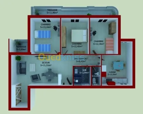 Vente Appartement F4 Tipaza Khemisti