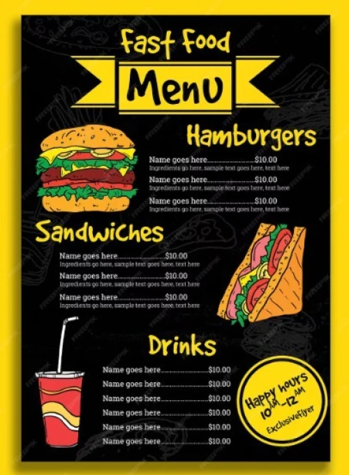 Design de menu pour Restaurant/Fast-food/Snack