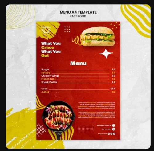 Design de menu pour Restaurant/Fast-food/Snack