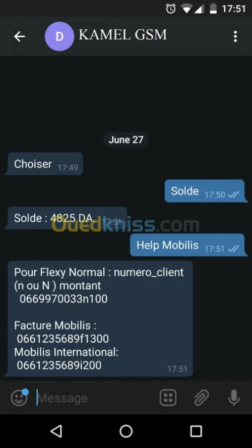 Flexy par internet et par SMS
