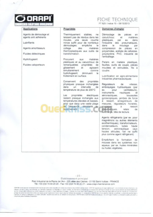 HUILE SILICONE PURE ORAPI 825 V300 1 L  NON DISPONIBLE