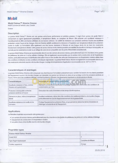 GRAISSE MOBIL DELVAC EXTREM GREASE 