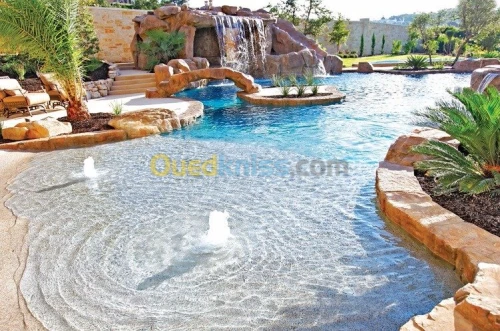  réalisation de piscine naturelle et miroir  تصميم وإنشاء حمامات السباحة