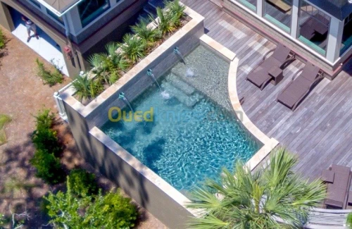  réalisation de piscine naturelle et miroir  تصميم وإنشاء حمامات السباحة