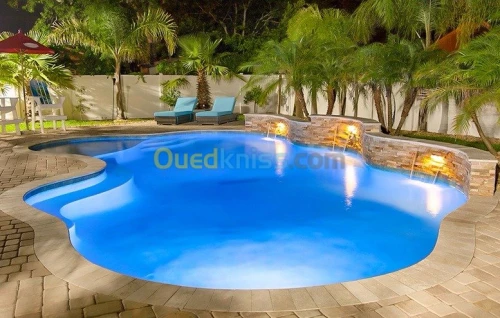  réalisation de piscine naturelle et miroir  تصميم وإنشاء حمامات السباحة